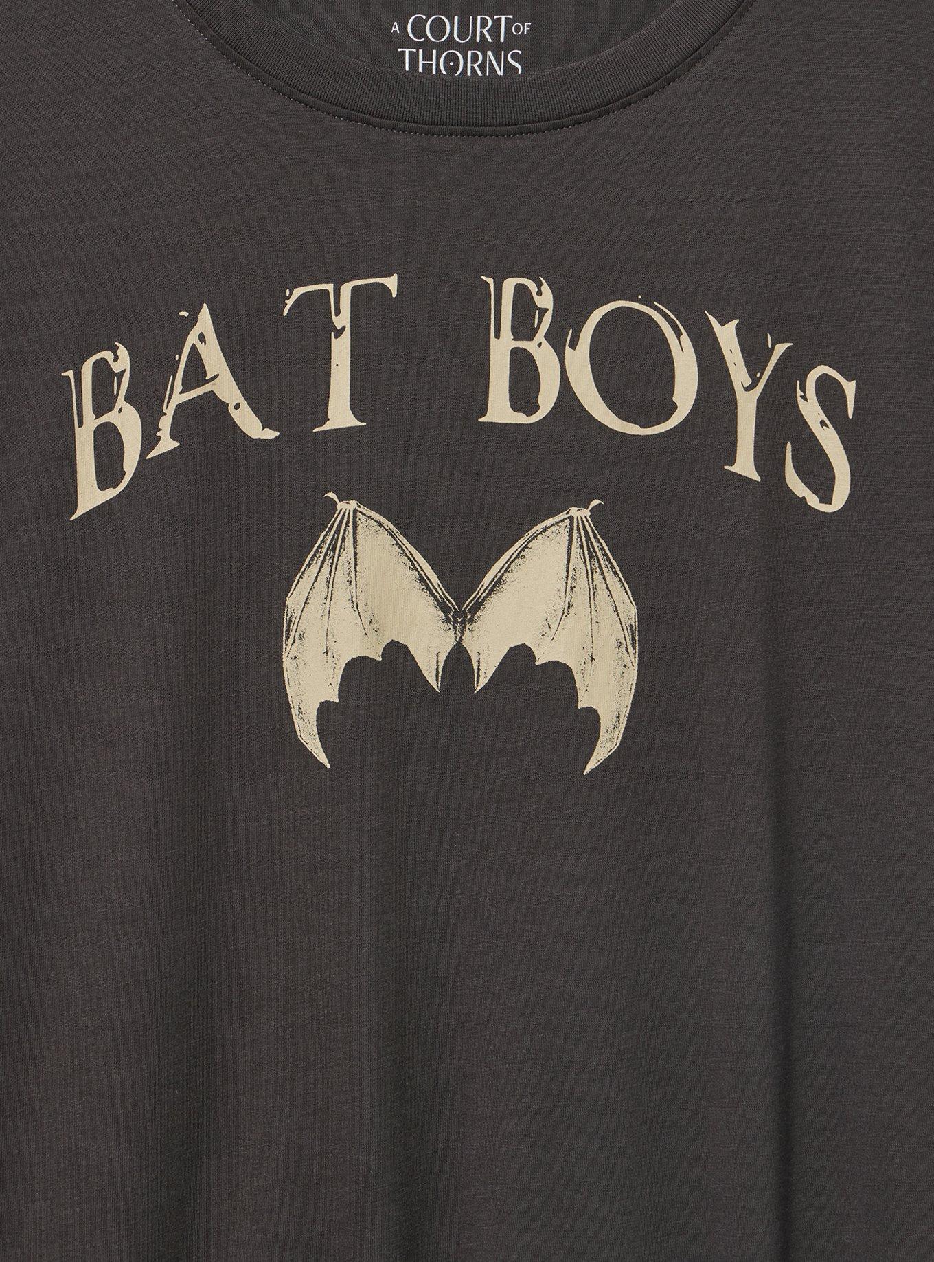 Plus Size A Court of Thorns And Roses Relaxed Cotton Tee, BAT BOYS OBSIDIAN, alternate
