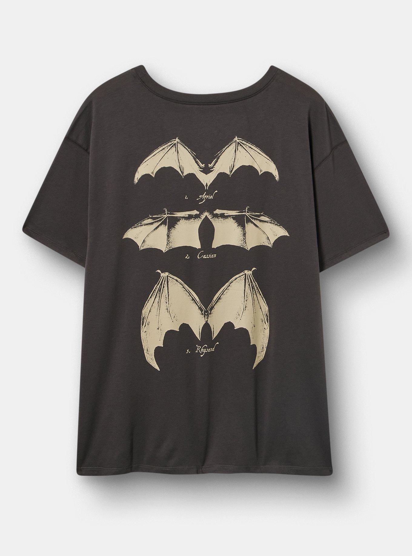 Plus Size A Court of Thorns And Roses Relaxed Cotton Tee, BAT BOYS OBSIDIAN, alternate