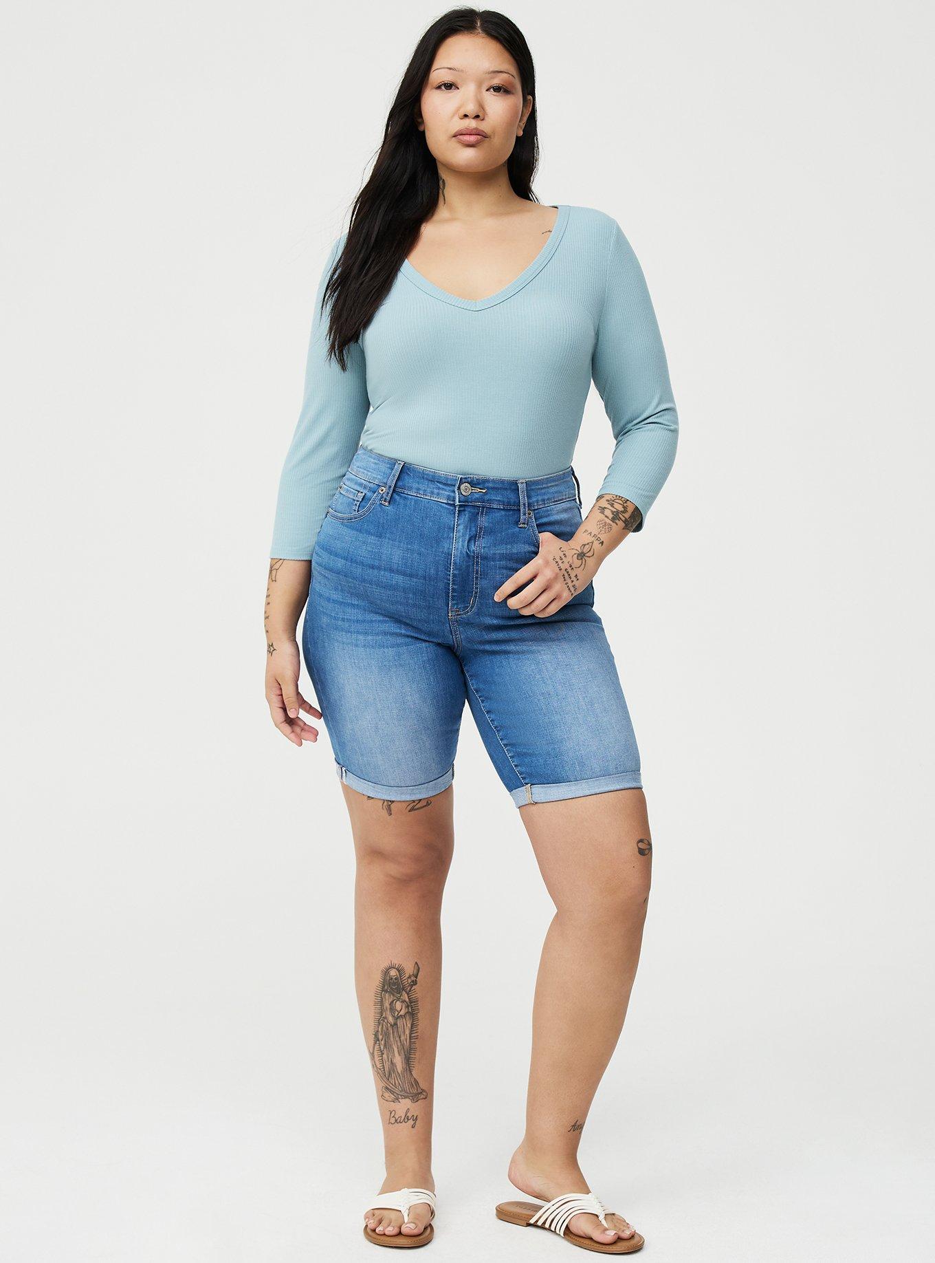 Supersoft Rib V-Neck 3/4 Sleeve Top, STONE BLUE, alternate