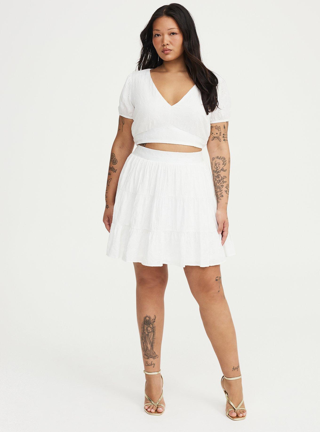 Eyelet Mini Skirt Set, BLANC DE BLANC, alternate