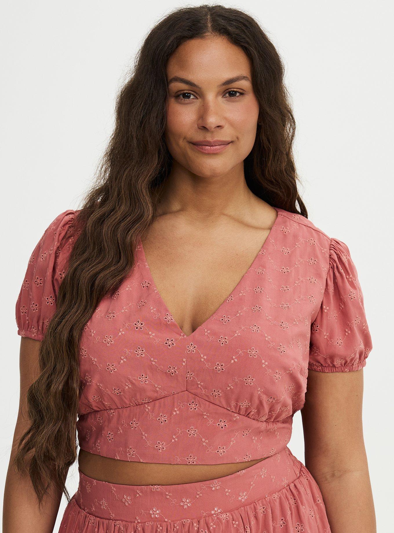 Eyelet Mini Skirt Set, LIGHT MAHOGANY, alternate