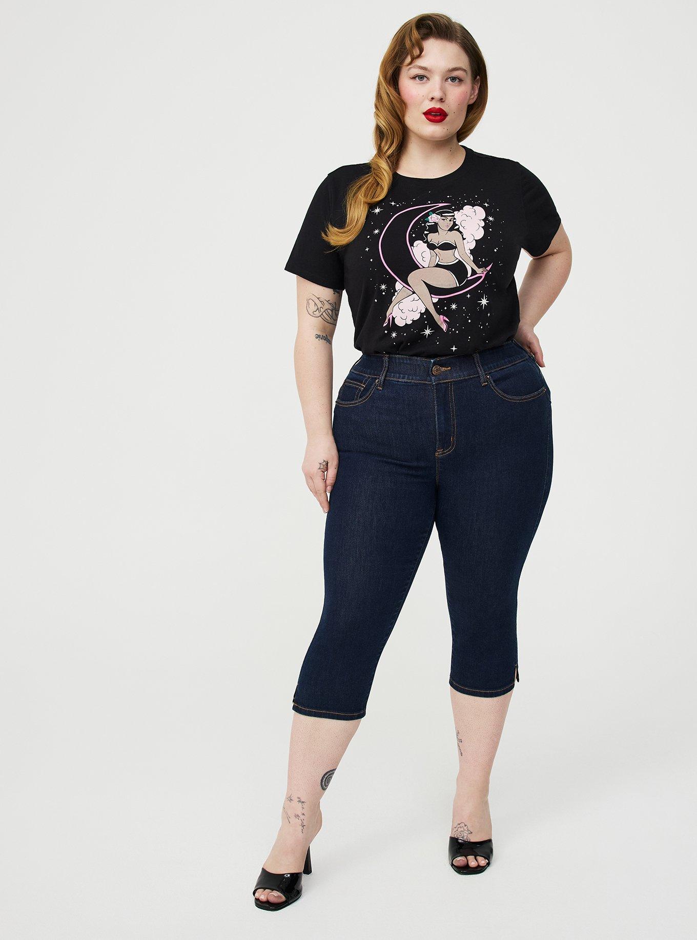 Retro Chic Graphic Crew Tee, PIN UP MOON GIRL, alternate