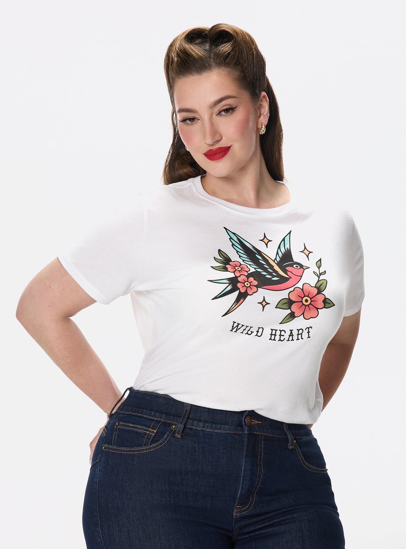 Retro Chic Graphic Crew Tee, WILD HEART SWALLOW, alternate