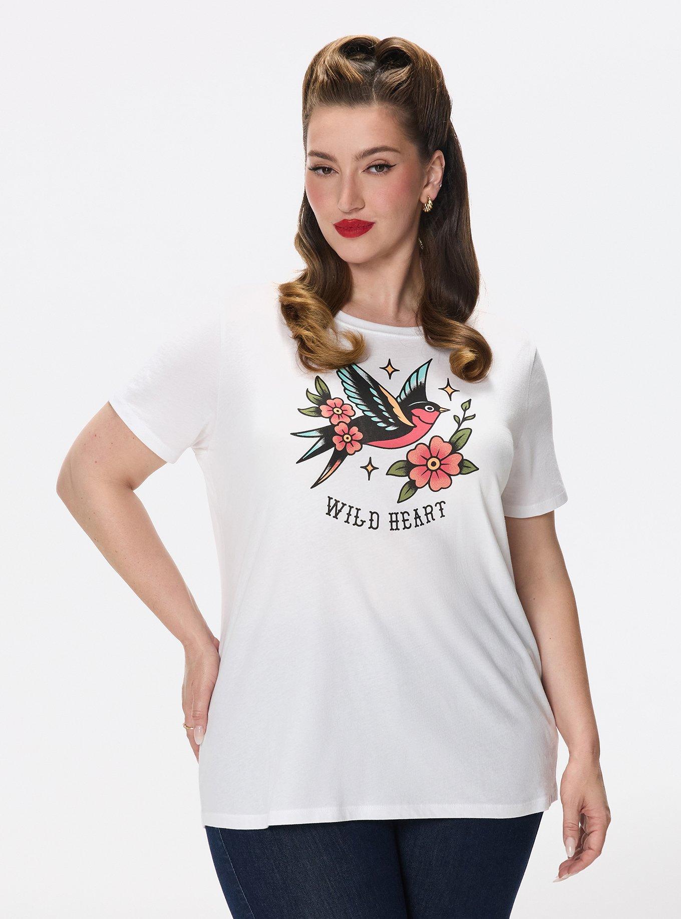 Retro Chic Graphic Crew Tee, WILD HEART SWALLOW, hi-res