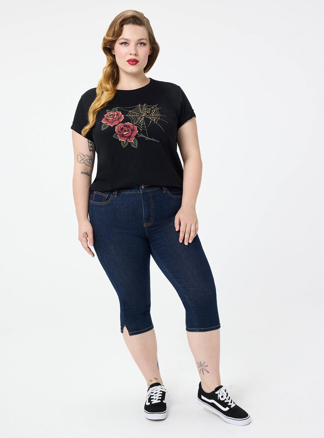 Retro Chic Graphic Crew Tee, TATTOO SPIDER FLORAL, alternate