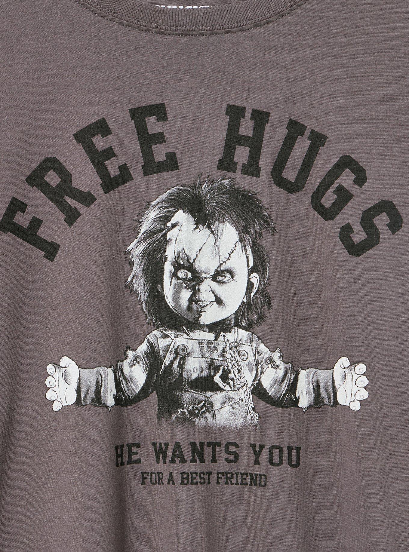 Plus Size Chucky Classic Cotton Crew Tee, FREE HUGS CHUCKY TORNADO, alternate