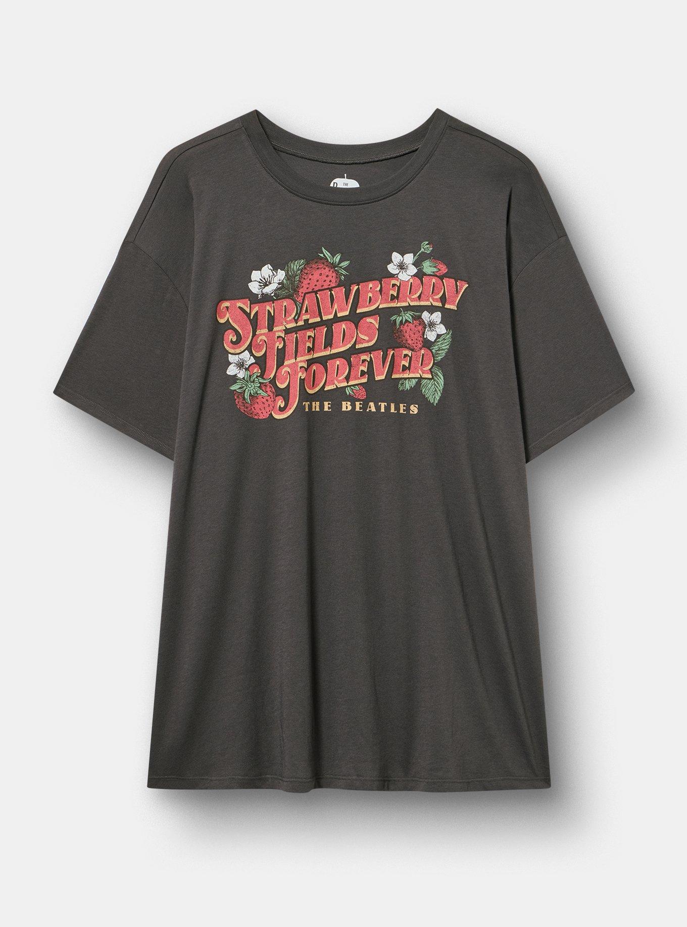 The Beatles Relaxed Cotton Crew Tee, THE BEATLES STRAWBERRY FIELDS VINTAGE BLACK, hi-res