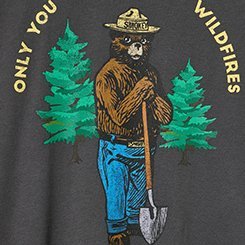 Smokey the Bear Classic Cotton Jersey Tee, SMOKEY ONLY YOU VINTAGE BLACK, swatch