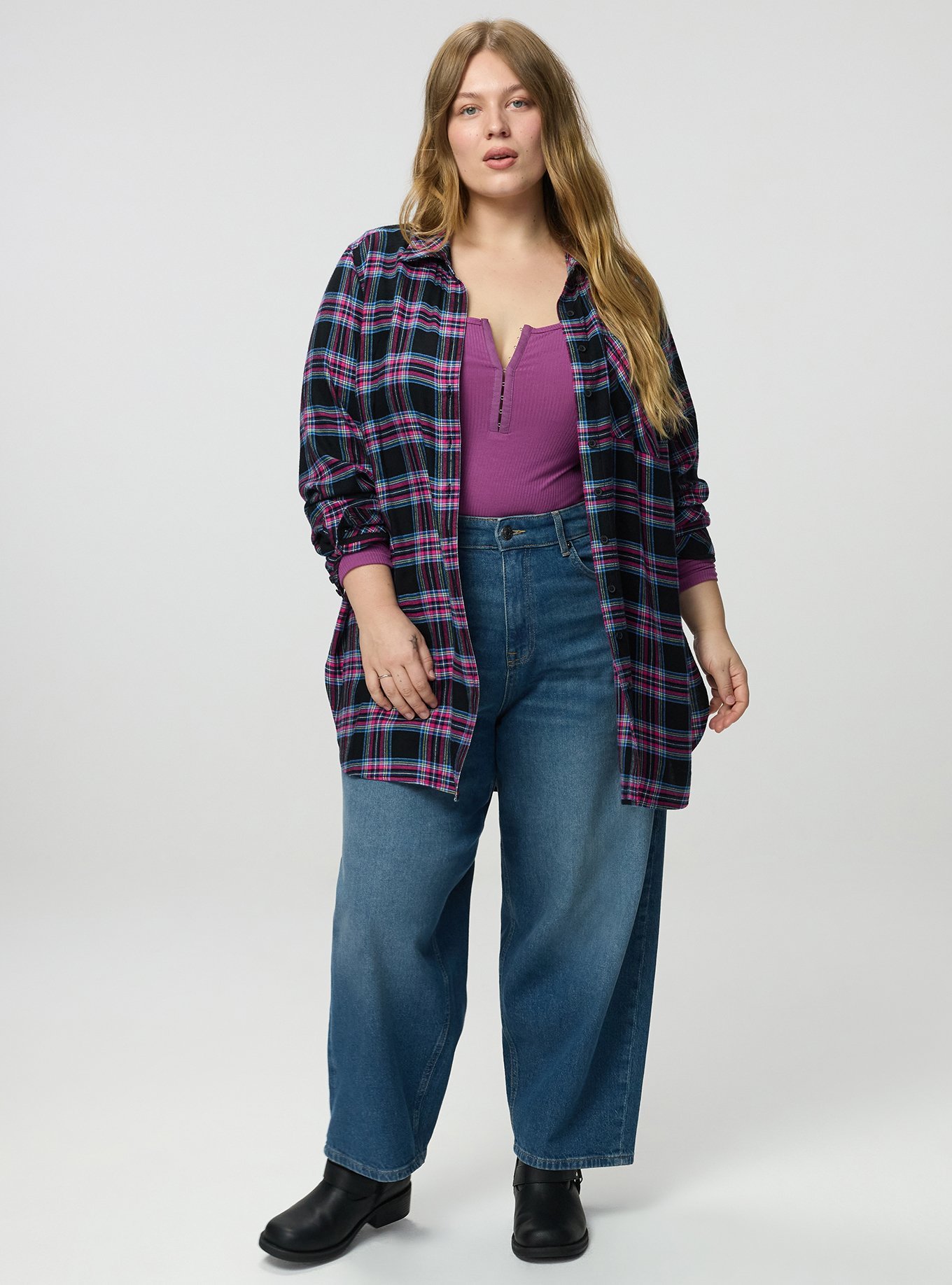 Super Soft Rib Hook & Eye Long Sleeve Top, AMETHYST, alternate