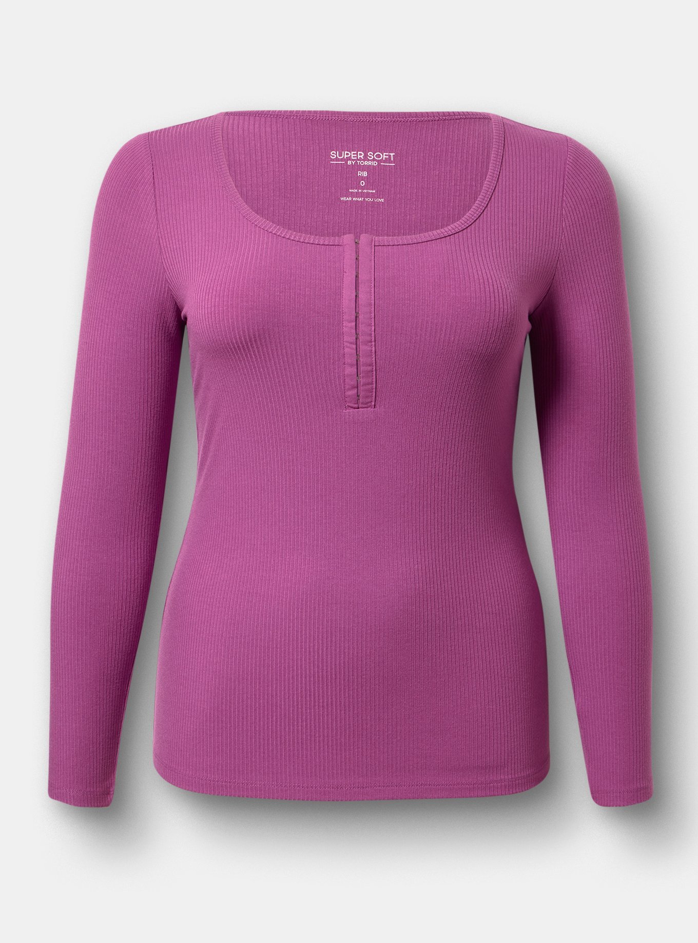 Super Soft Rib Hook & Eye Long Sleeve Top, AMETHYST, hi-res