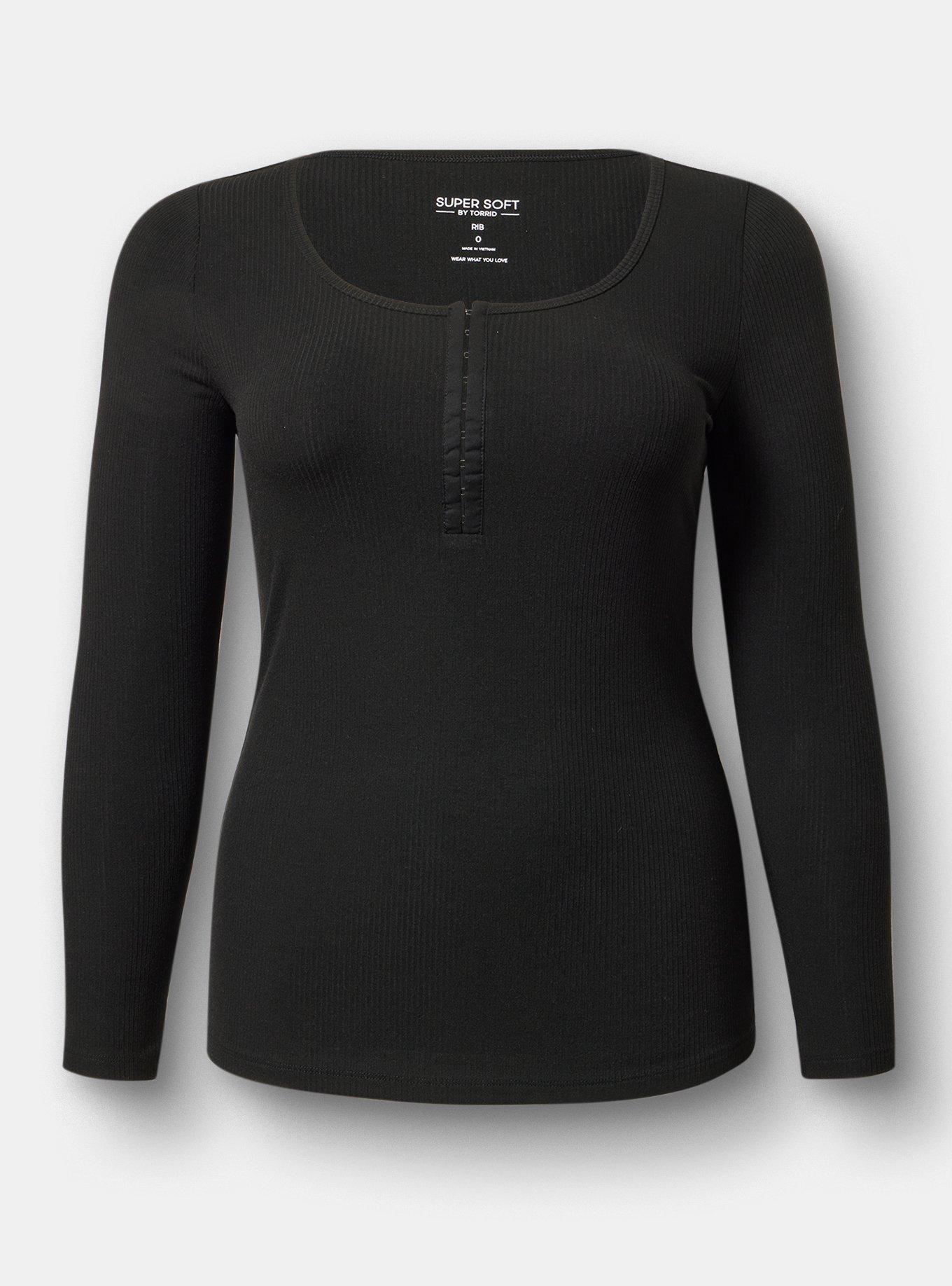 Super Soft Ribbed Hook & Eye Top, DEEP BLACK, hi-res