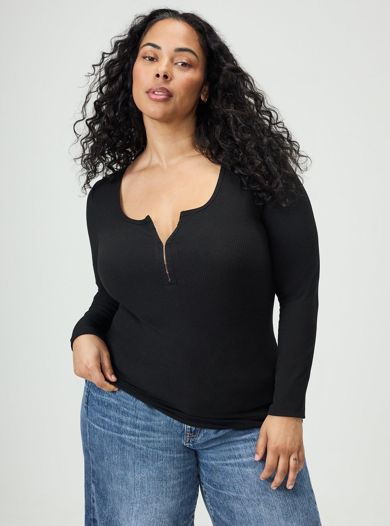 Super Soft Ribbed Hook & Eye Top, DEEP BLACK, hi-res