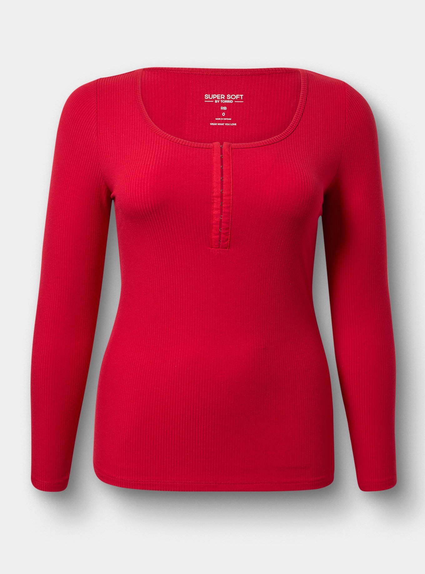 Super Soft Rib Hook & Eye Long Sleeve Top, JESTER RED, hi-res