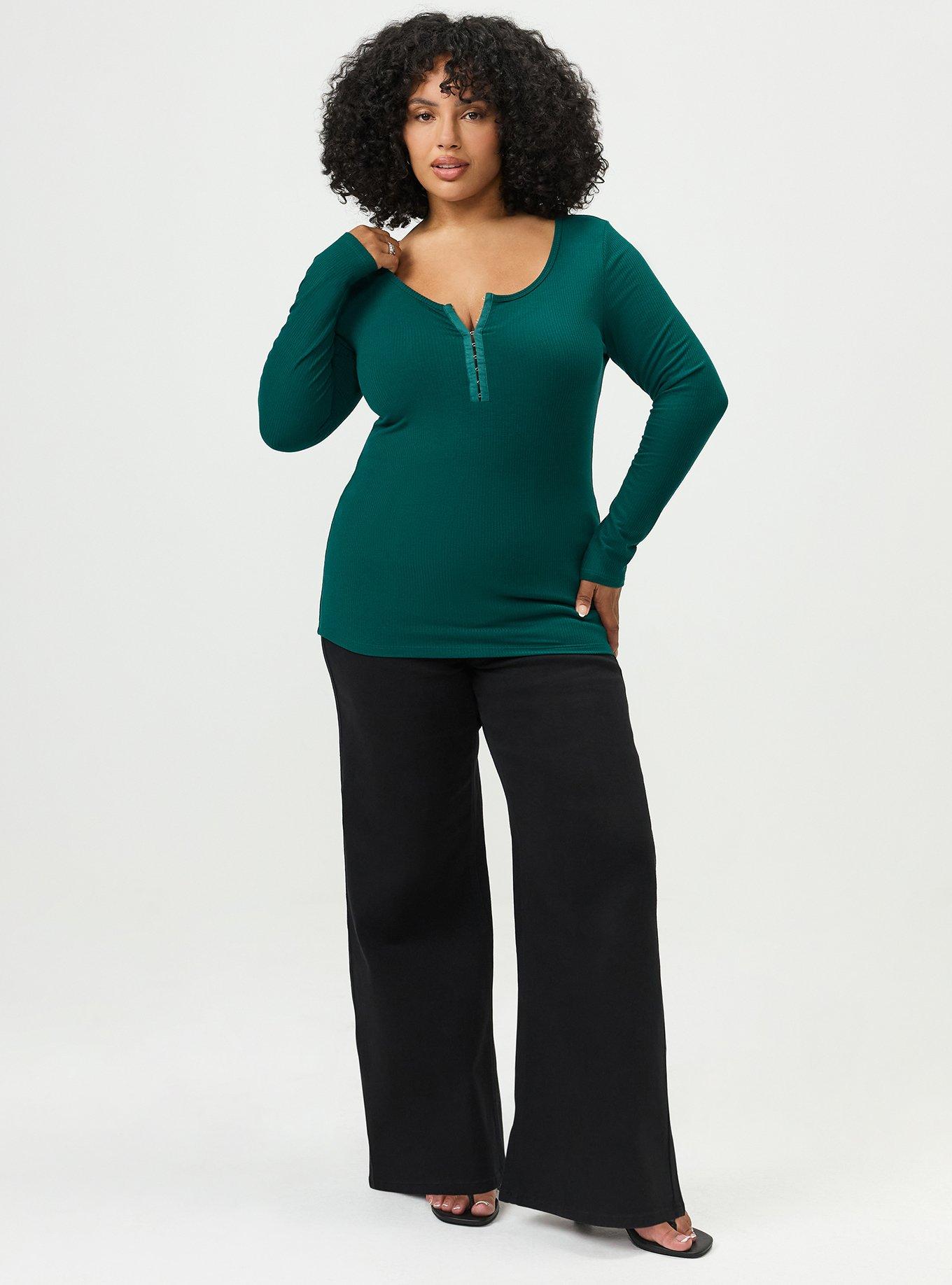 Supersoft Rib Hook And Eye Long Sleeve Top, BOTANICAL GARDEN, alternate