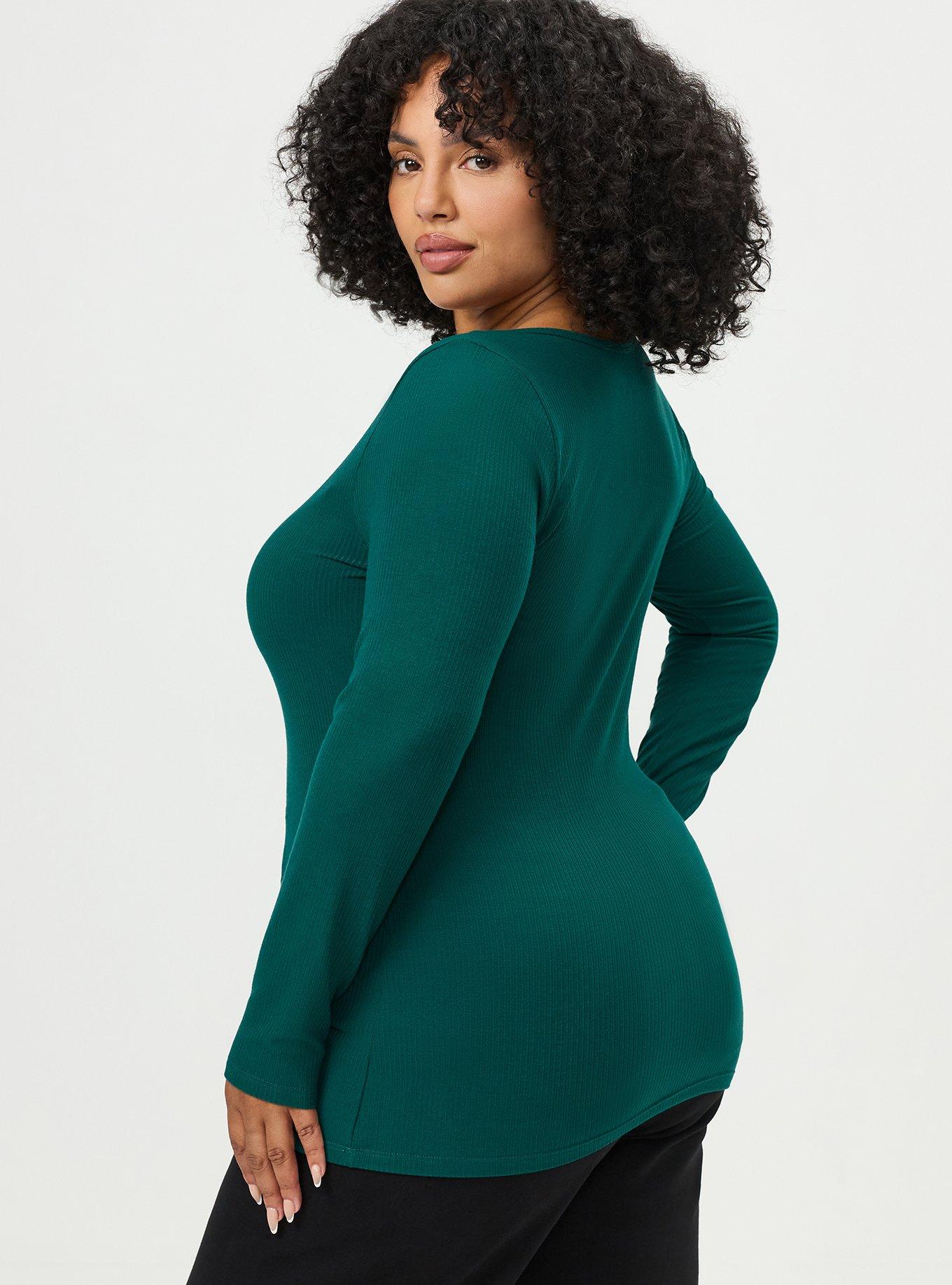 Supersoft Rib Hook And Eye Long Sleeve Top, BOTANICAL GARDEN, alternate