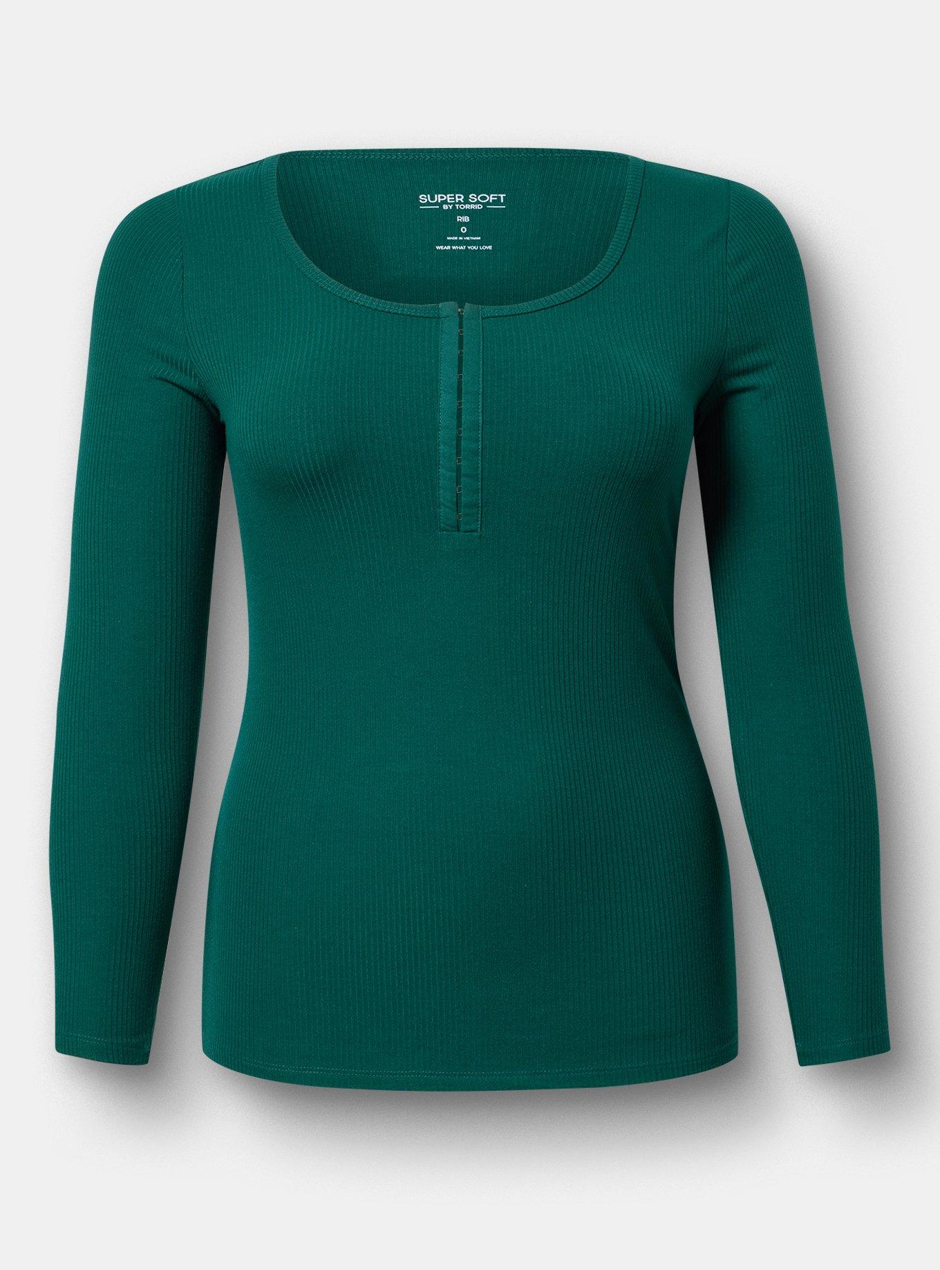 Supersoft Rib Hook And Eye Long Sleeve Top, BOTANICAL GARDEN, flat