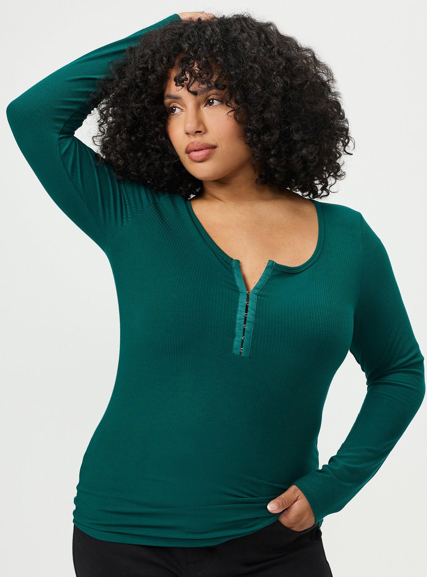 Supersoft Rib Hook And Eye Long Sleeve Top, BOTANICAL GARDEN, hi-res