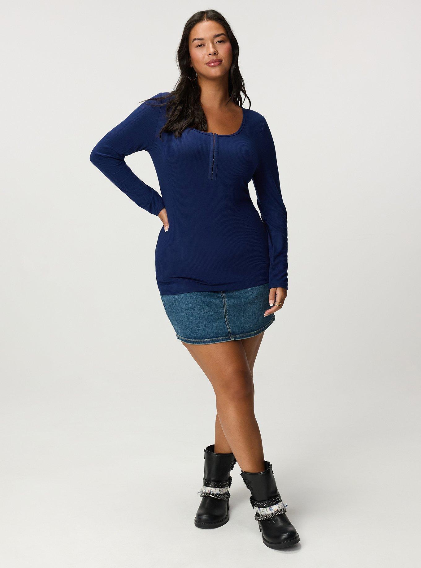 Supersoft Rib Hook And Eye Long Sleeve Top, MEDIEVAL BLUE, alternate