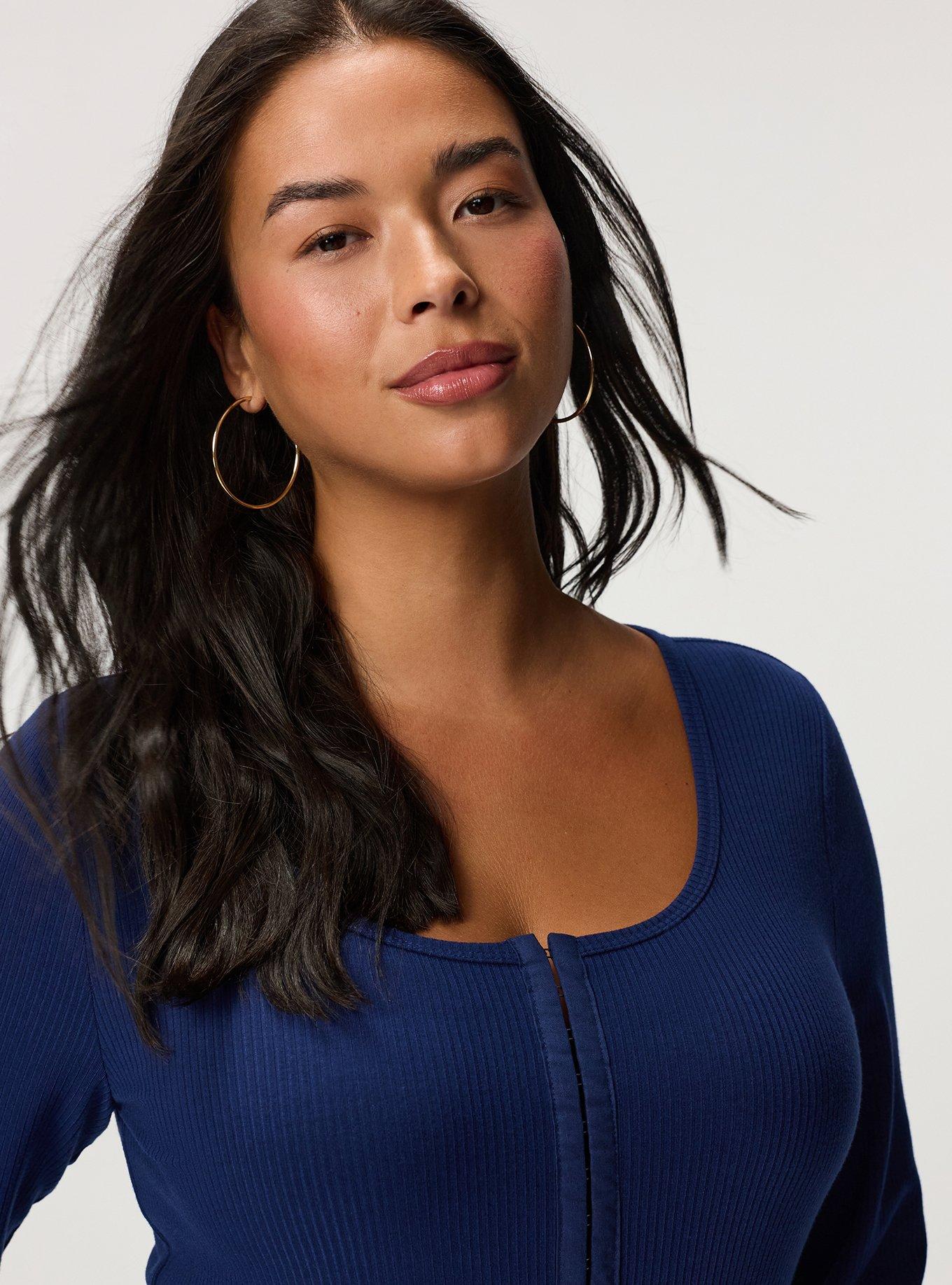 Supersoft Rib Hook And Eye Long Sleeve Top, MEDIEVAL BLUE, alternate