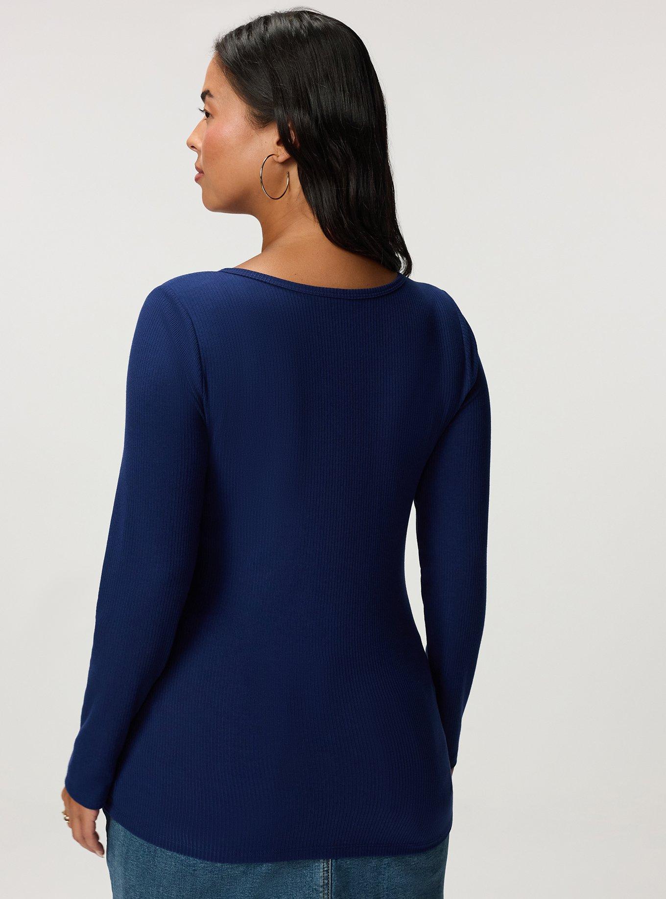 Supersoft Rib Hook And Eye Long Sleeve Top, MEDIEVAL BLUE, alternate
