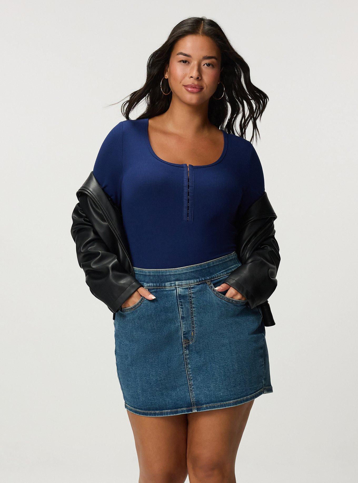 Supersoft Rib Hook And Eye Long Sleeve Top, MEDIEVAL BLUE, alternate