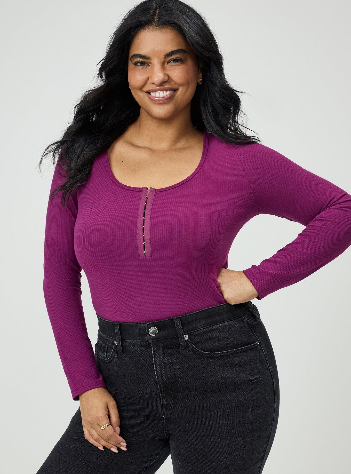 Super Soft Ribbed Hook & Eye Top, PLUM CASPIA, alternate