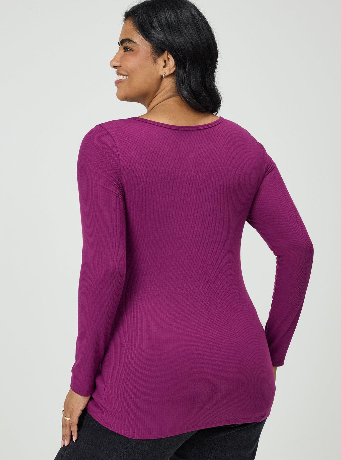 Super Soft Ribbed Hook & Eye Top, PLUM CASPIA, alternate