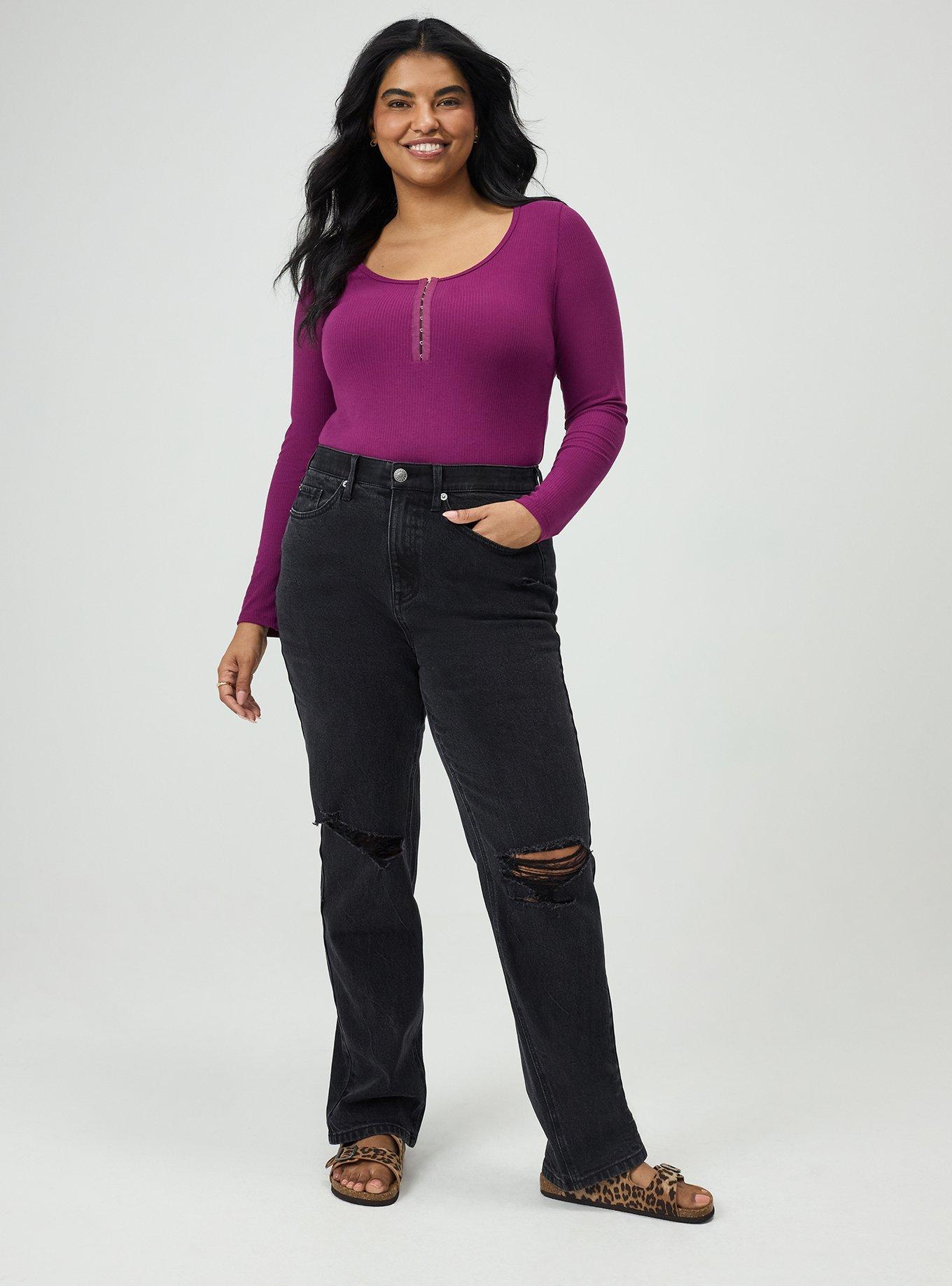 Super Soft Ribbed Hook & Eye Top, PLUM CASPIA, alternate