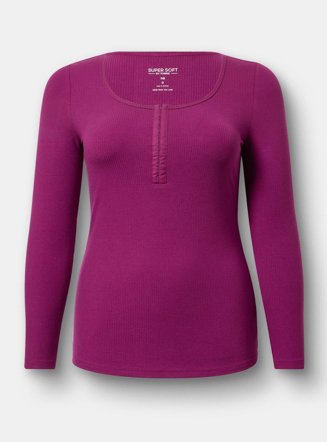 Super Soft Ribbed Hook & Eye Top, PLUM CASPIA, hi-res