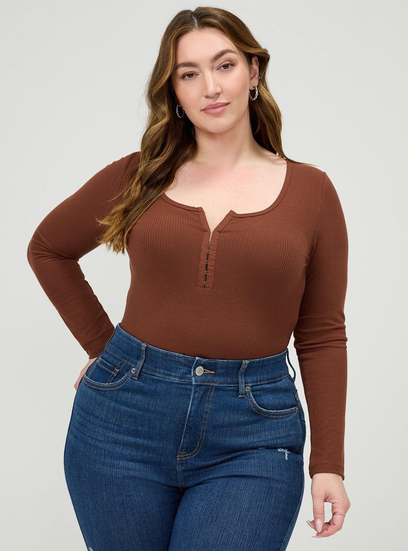 Supersoft Rib Hook And Eye Long Sleeve Top, CAPPUCCINO, alternate