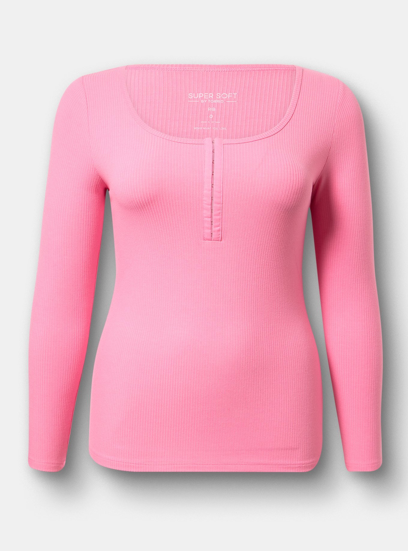 Super Soft Rib Hook & Eye Long Sleeve Top, AURORA PINK, hi-res