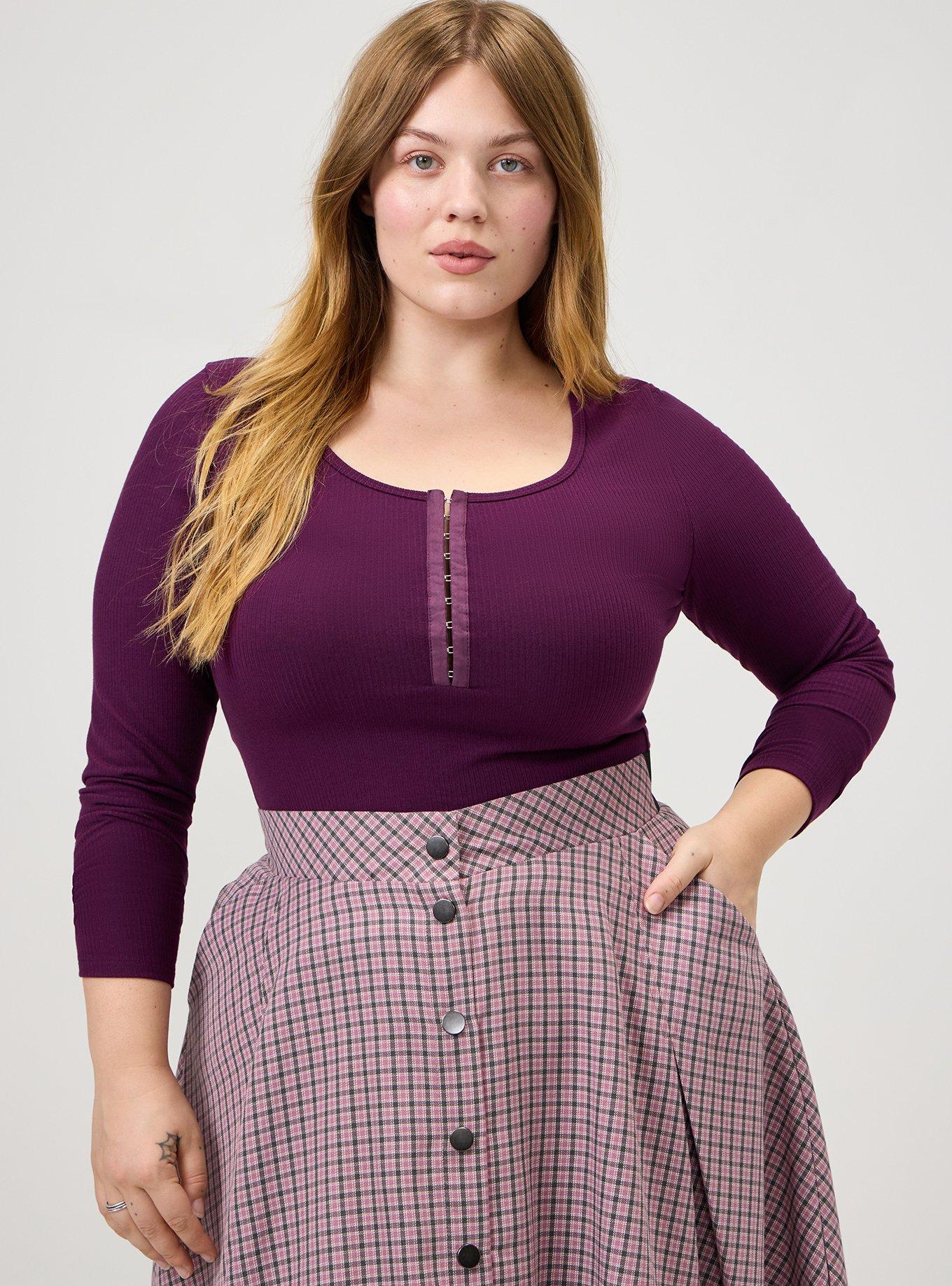 Supersoft Rib Hook And Eye Long Sleeve Top, WINTER BLOOM, alternate