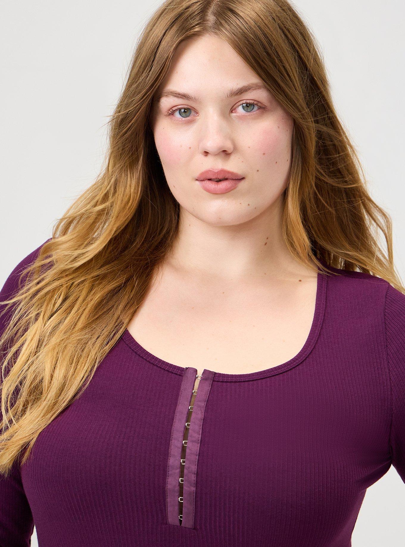 Supersoft Rib Hook And Eye Long Sleeve Top, WINTER BLOOM, alternate