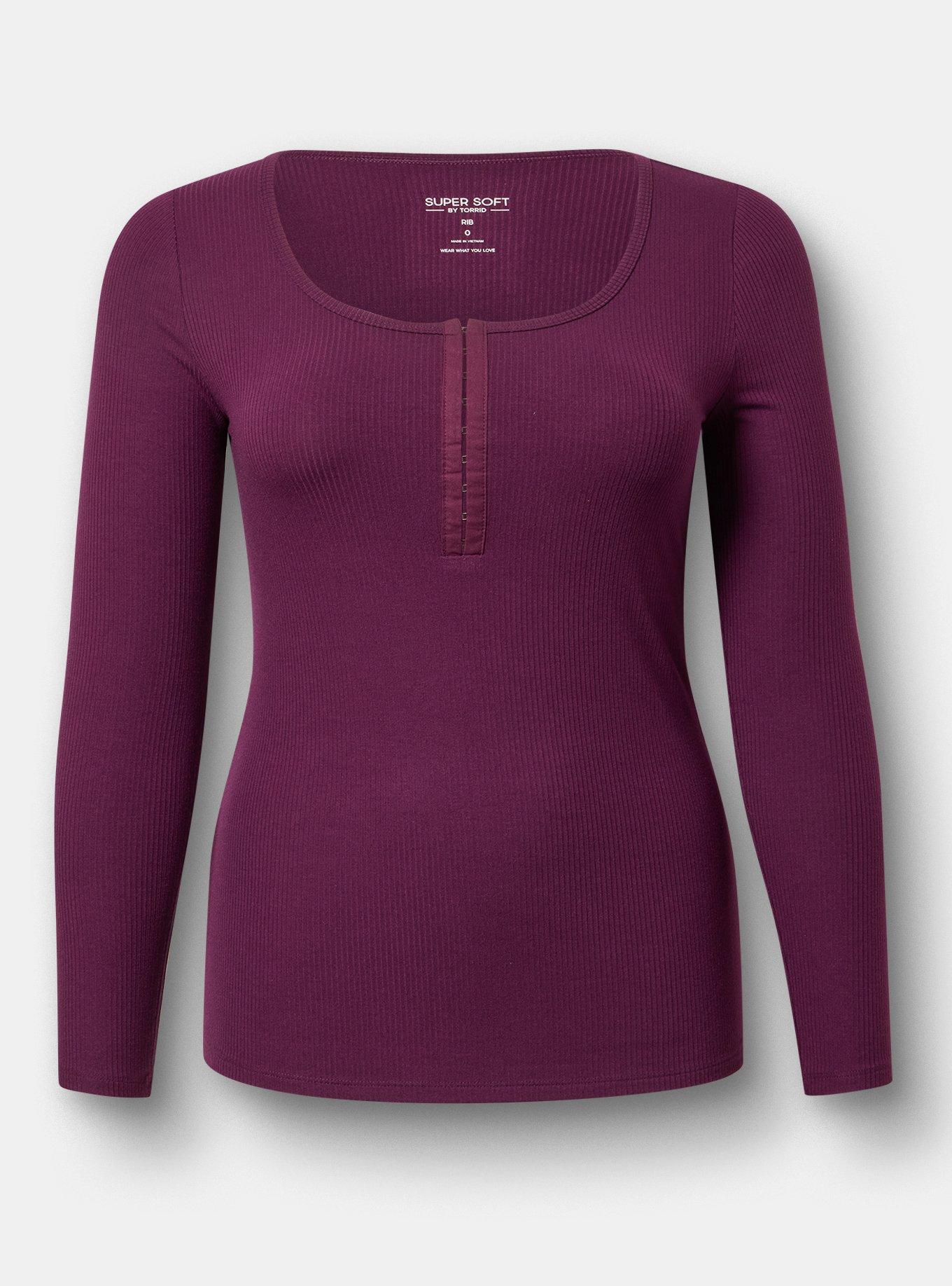 Supersoft Rib Hook And Eye Long Sleeve Top, WINTER BLOOM, flat