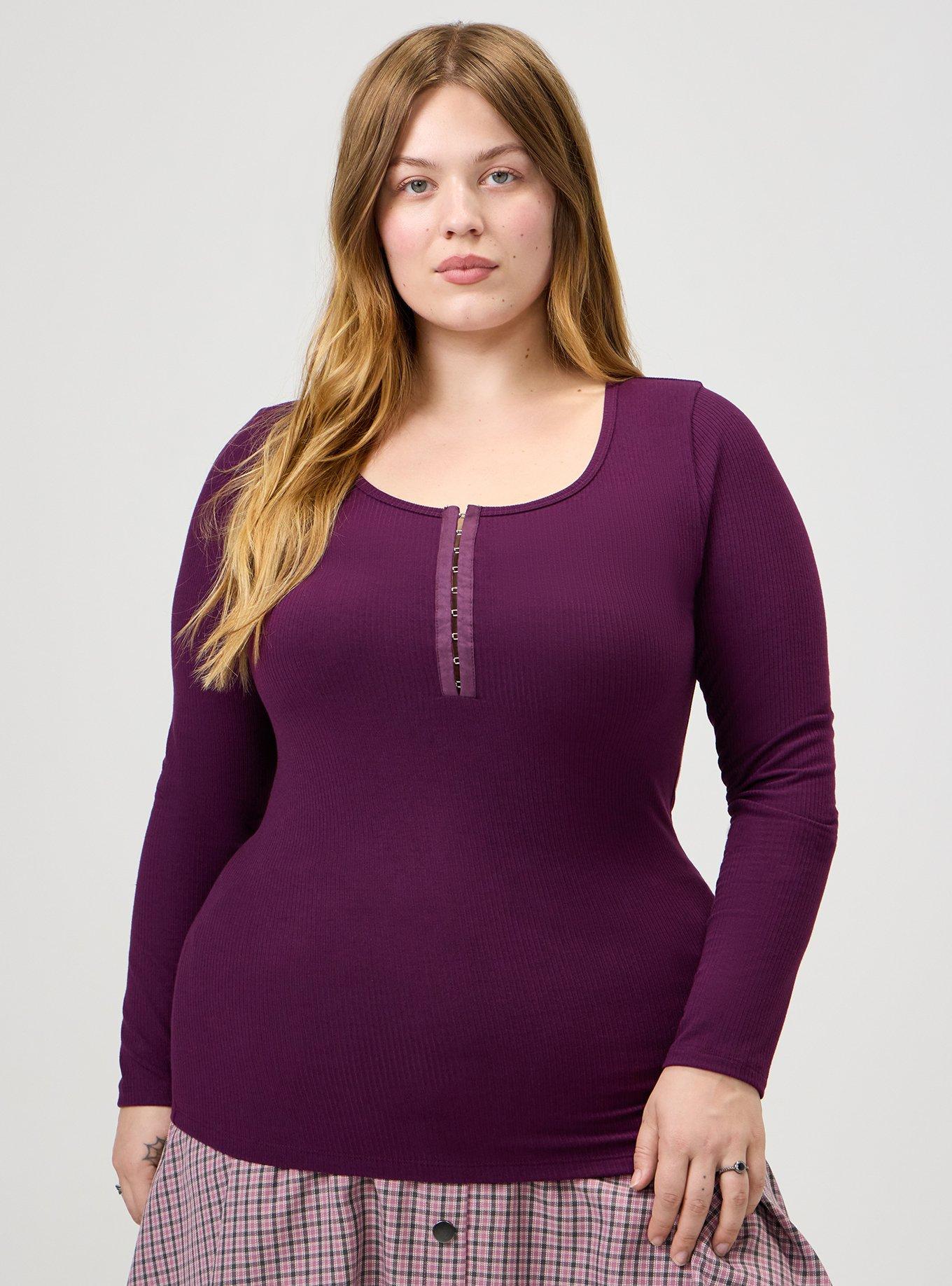 Supersoft Rib Hook And Eye Long Sleeve Top, WINTER BLOOM, hi-res