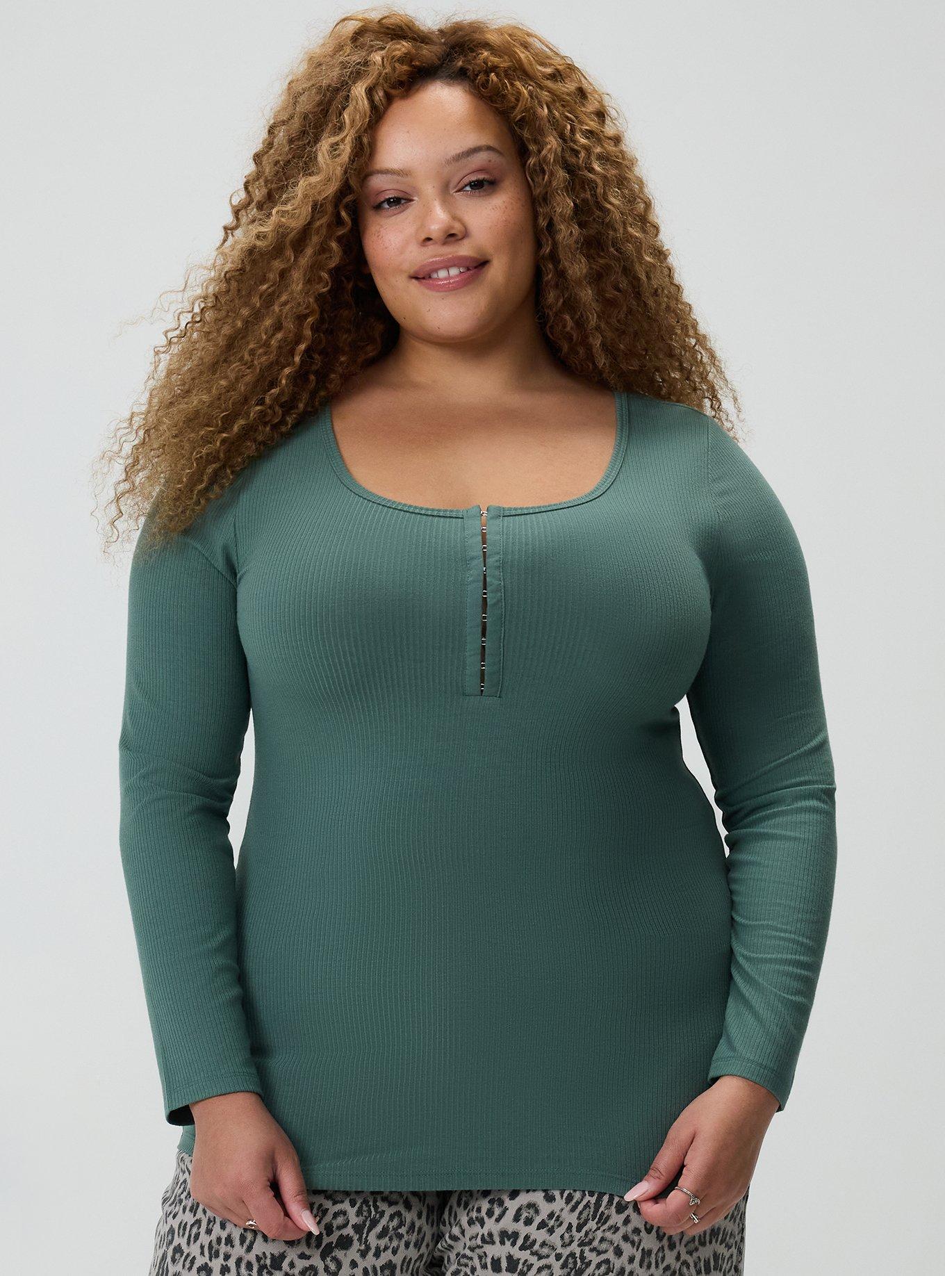 Super Soft Ribbed Hook & Eye Top, DARK FOREST, hi-res