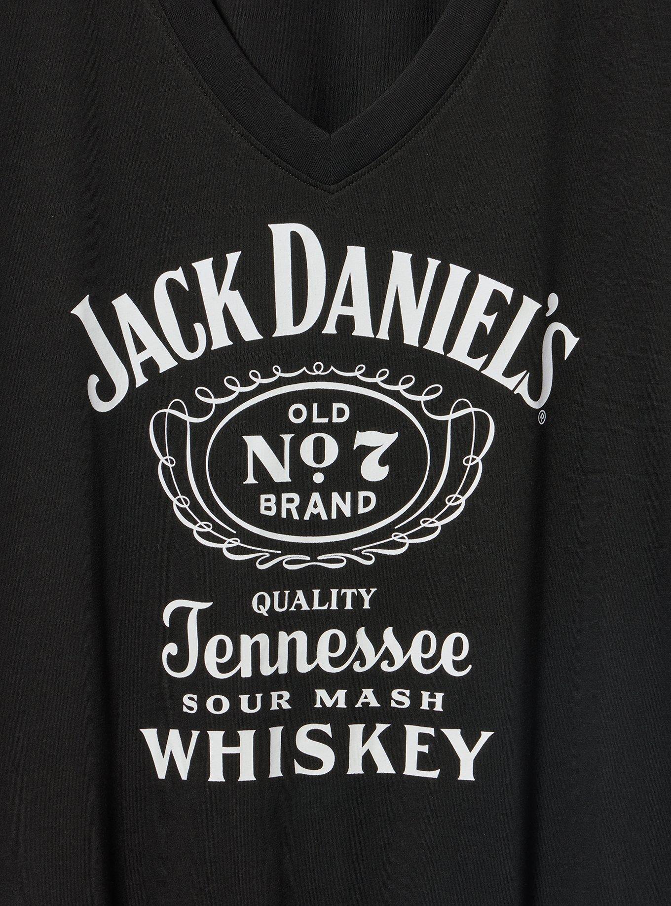 Plus Size Jack Daniels Classic Fit Cotton V-Neck Tee, JACK DANIELS WHISKEY DEEP BLACK, alternate
