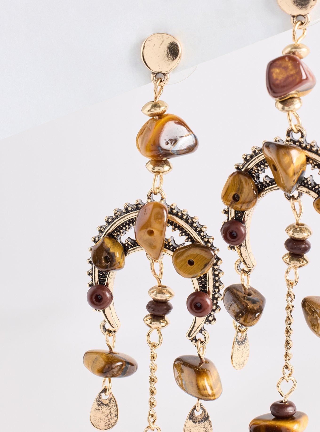 Stone Statement Earring, BROWN, alternate