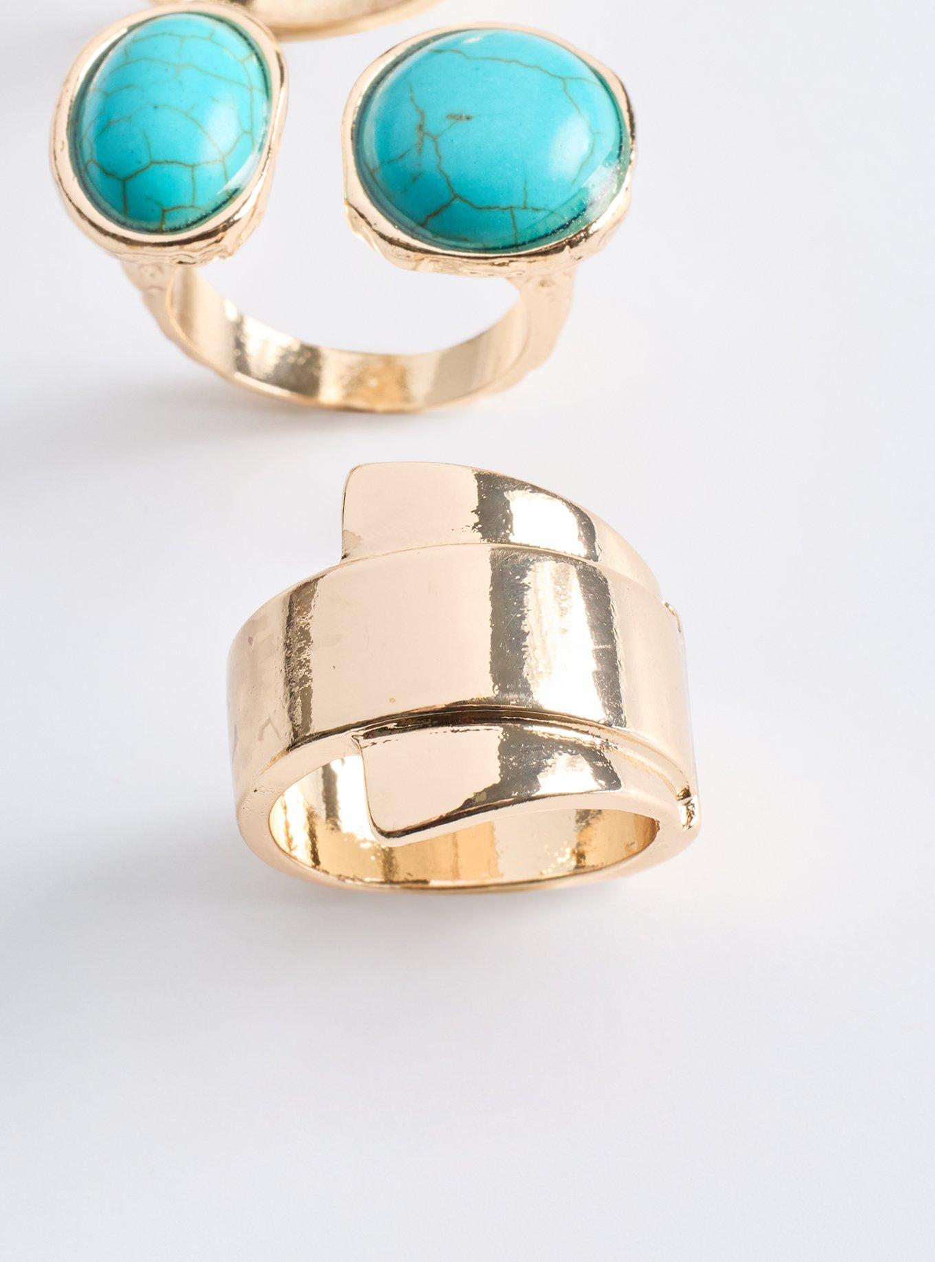 Statement Turquoise Ring Set, GOLD, alternate