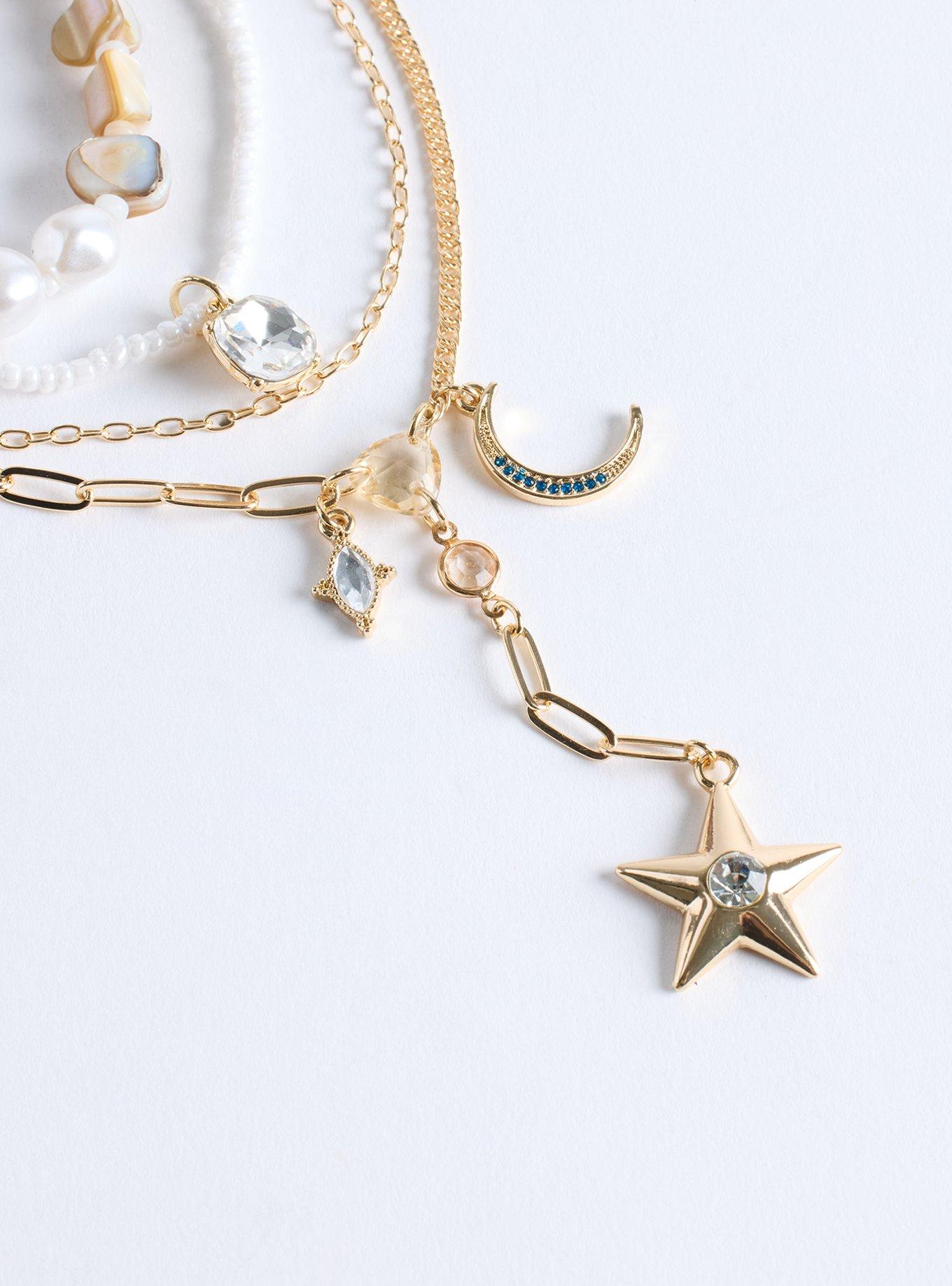 Pearl Beaded Celestial Layered Necklace, , alternate