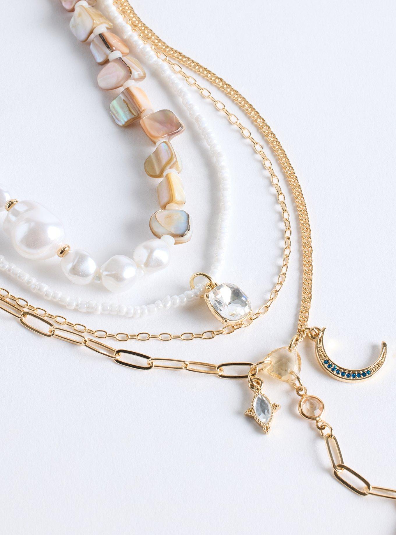 Pearl Beaded Celestial Layered Necklace, , alternate