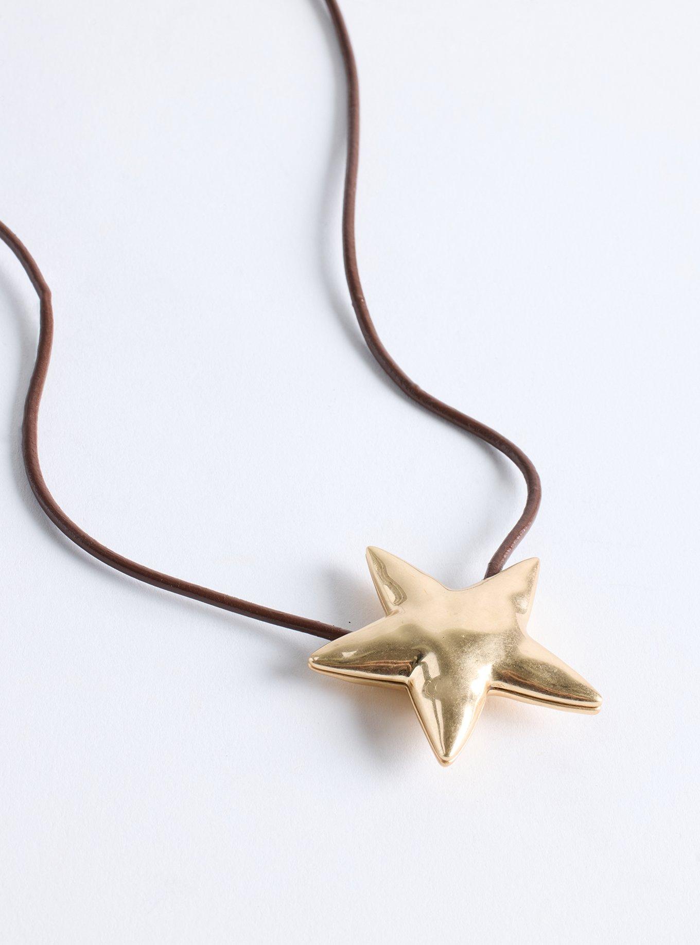 Hammered Star Cord Necklace, , alternate