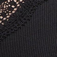 Unlined Cotton Rib Plunge Bralette, RICH BLACK, swatch