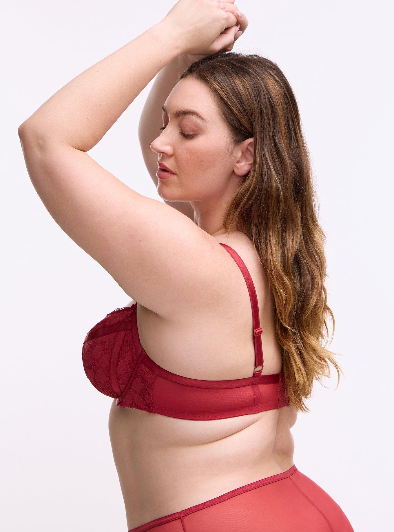 Plus Size Ava Lace Underwire Demi Bra, GARNET, alternate