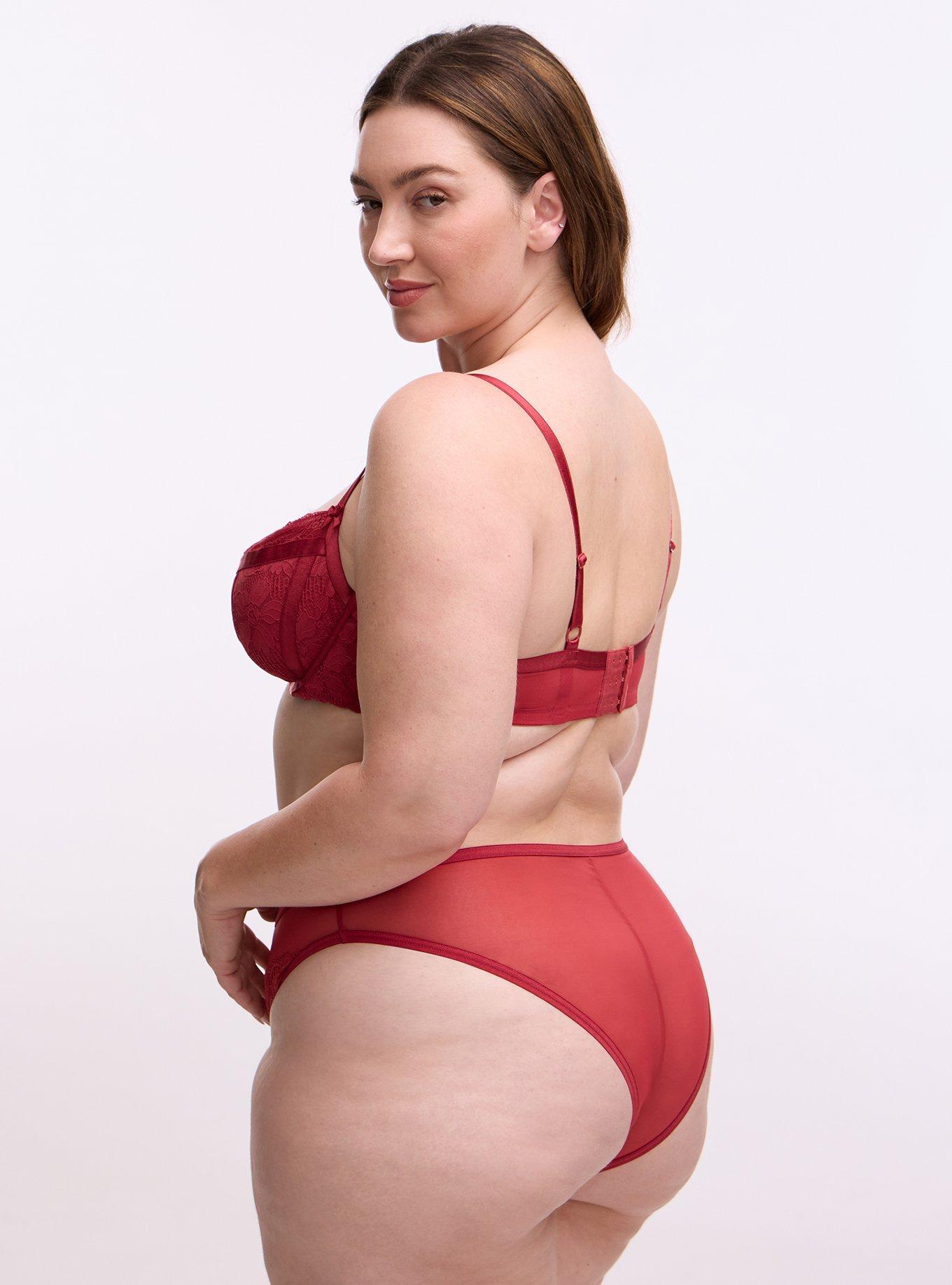 Plus Size Ava Lace Underwire Demi Bra, GARNET, alternate