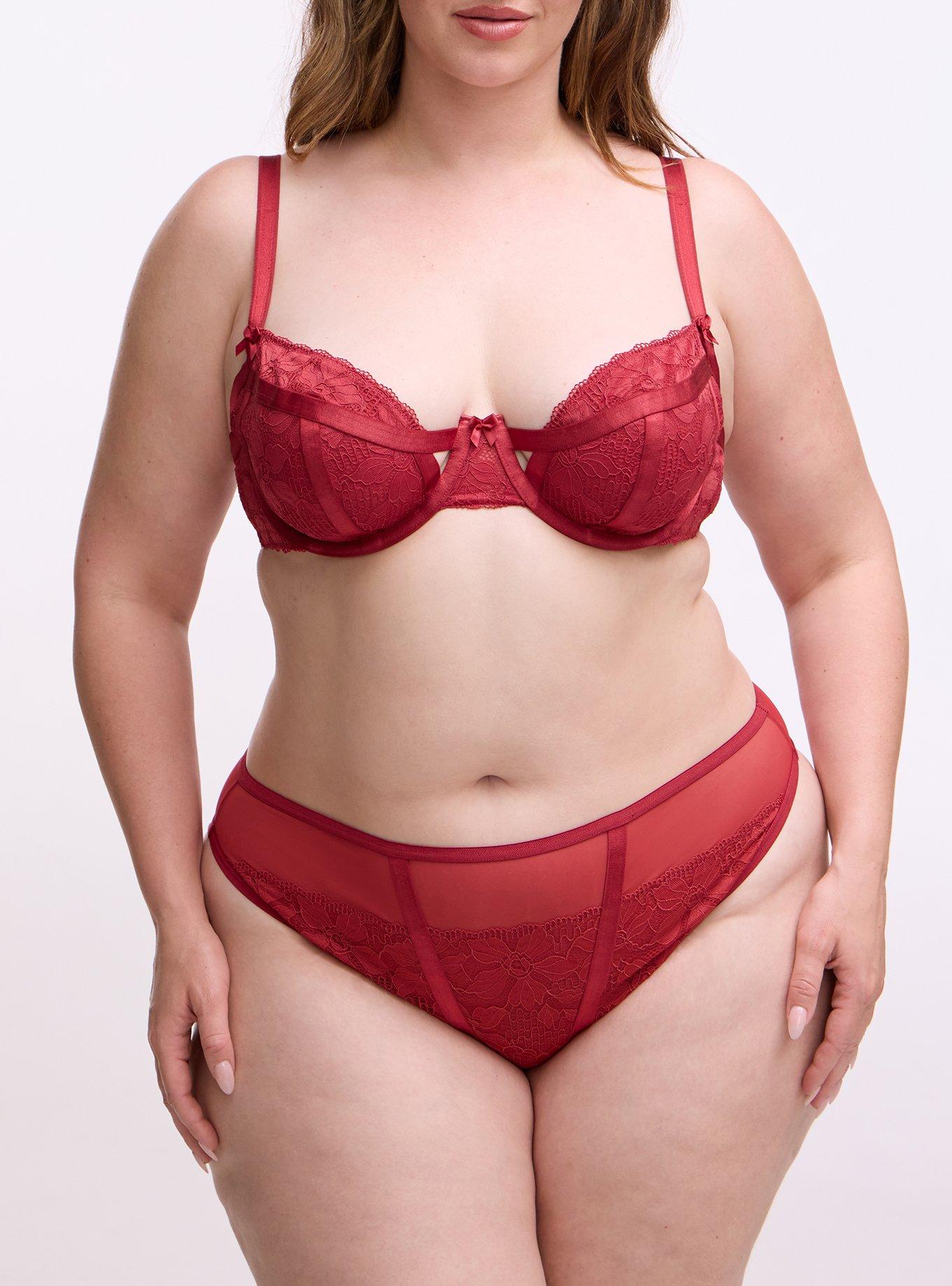 Plus Size Ava Lace Underwire Demi Bra, GARNET, alternate