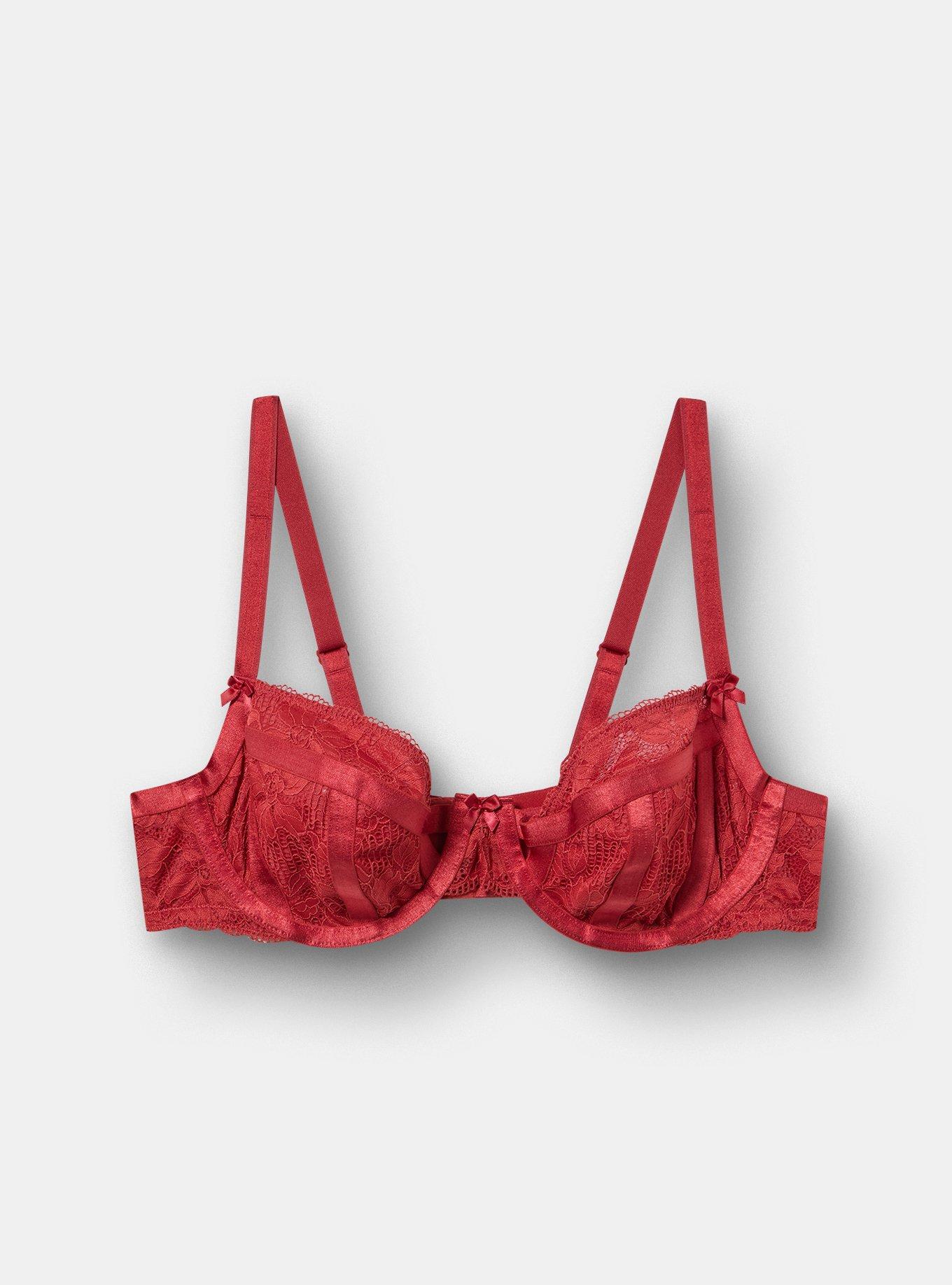 Plus Size Ava Lace Underwire Demi Bra, GARNET, flat