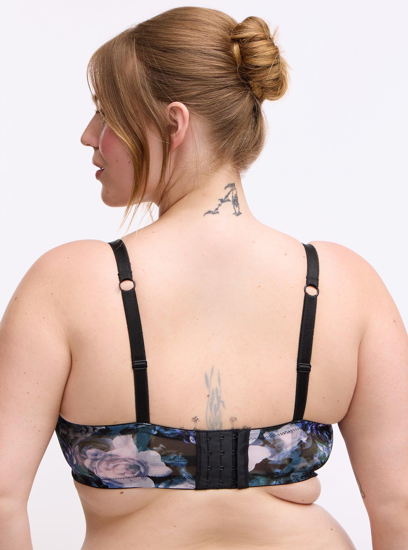 Balconette Unlined Printed Mesh Bra, FORTUNE FLORAL TEAL, alternate