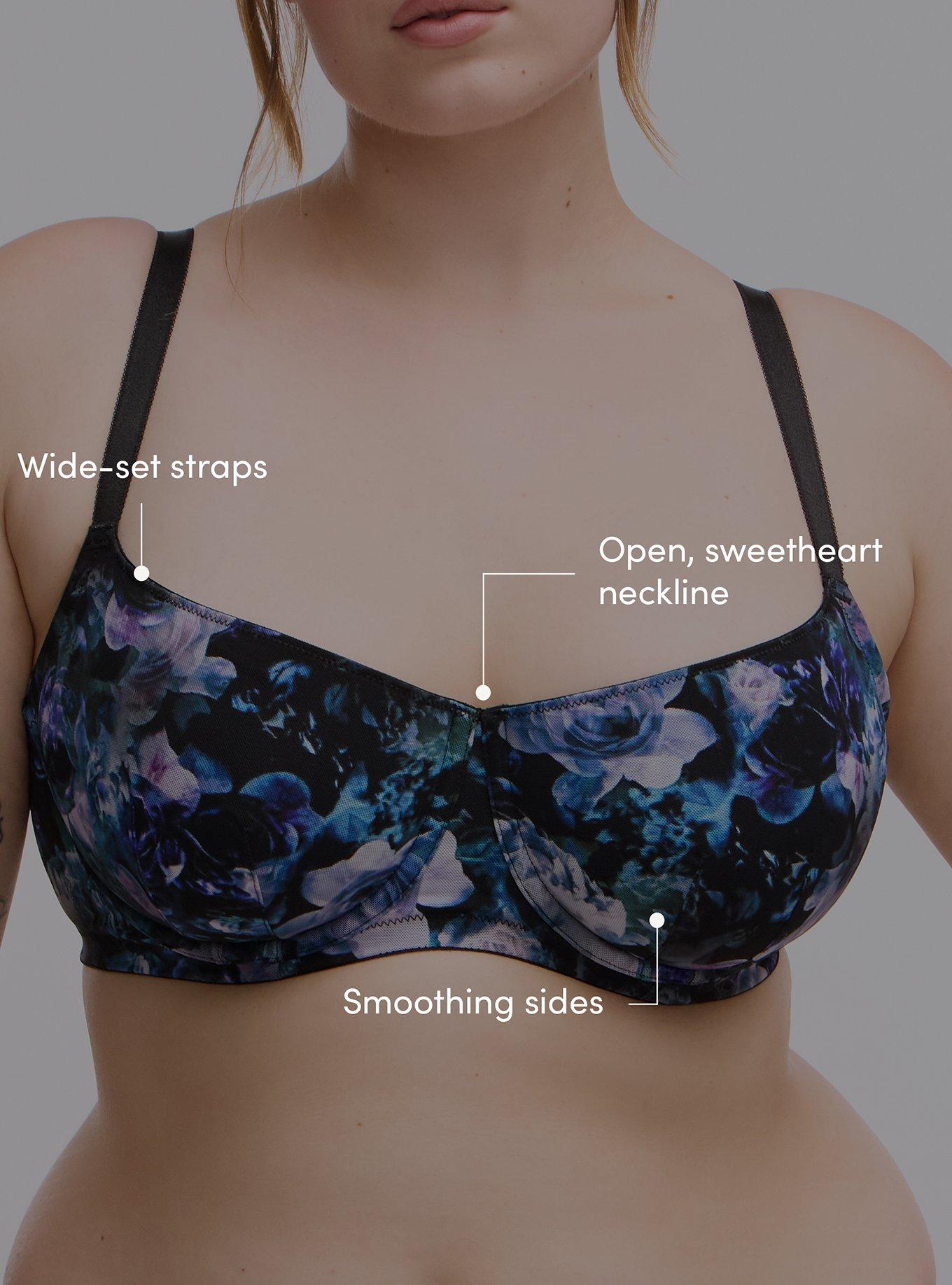 Balconette Unlined Printed Mesh Bra, FORTUNE FLORAL TEAL, alternate