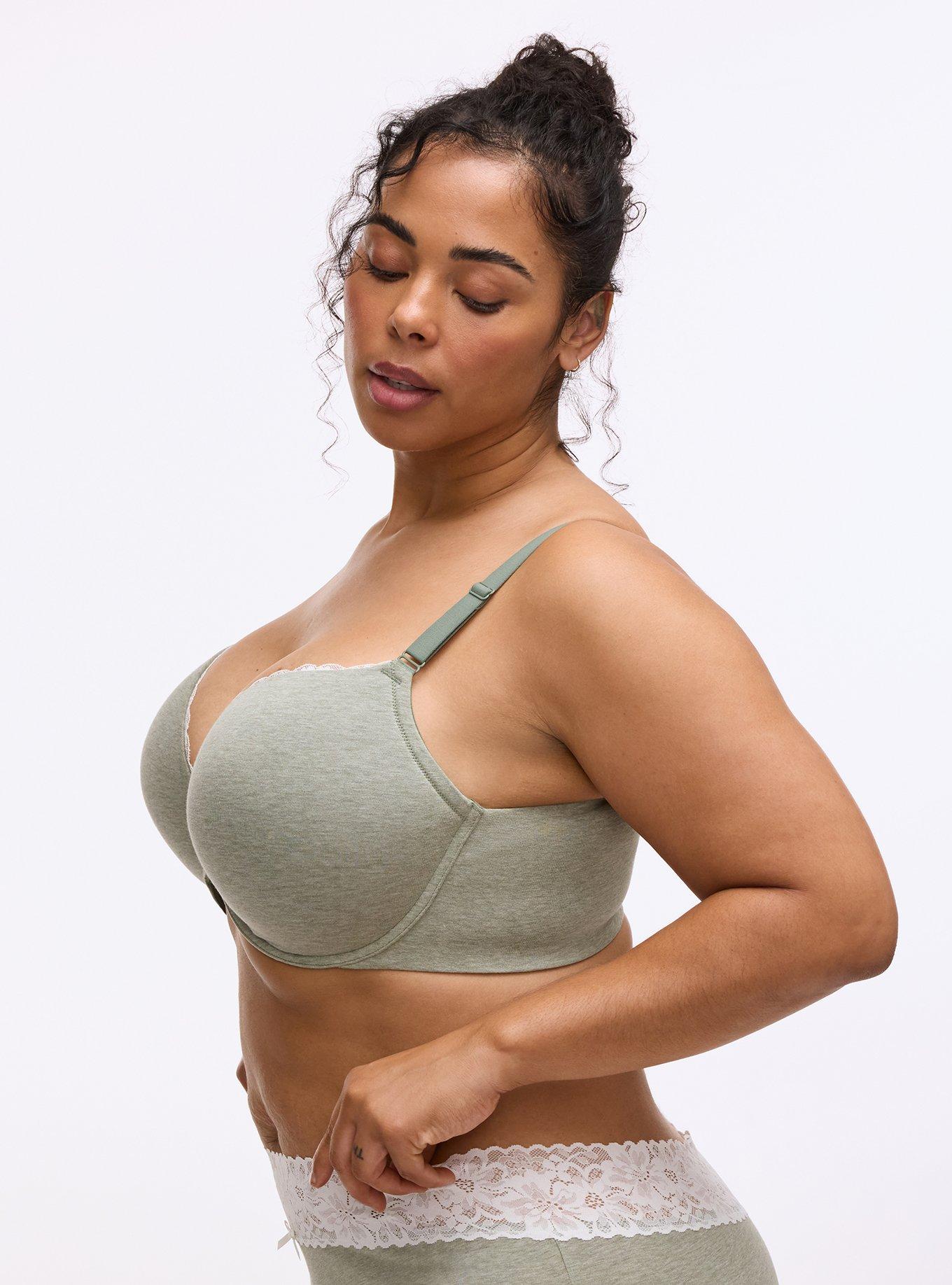 Perfect Coverage Cotton Push-Up Front-Close Bra, AGAVE GREEN HEATHER, alternate